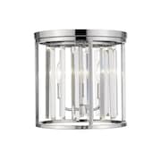 Z-LITE Monarch 3 Light Flush Mount, Chrome & Clear 439F12-CH